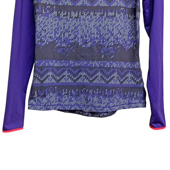 Nike Pro DriFit Purple Geometric Print Cowl Neck Long Sleeve Pullover - Picture 4 of 7